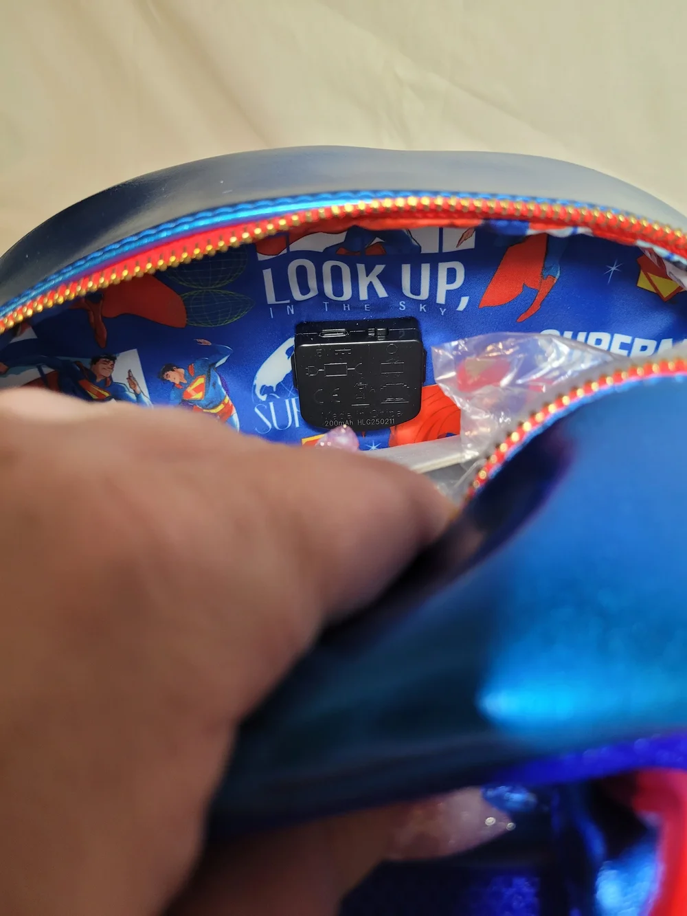 Superman Full Size Hard Tag Loungefly Backpack Light Up Rechargeable New W/ Tags